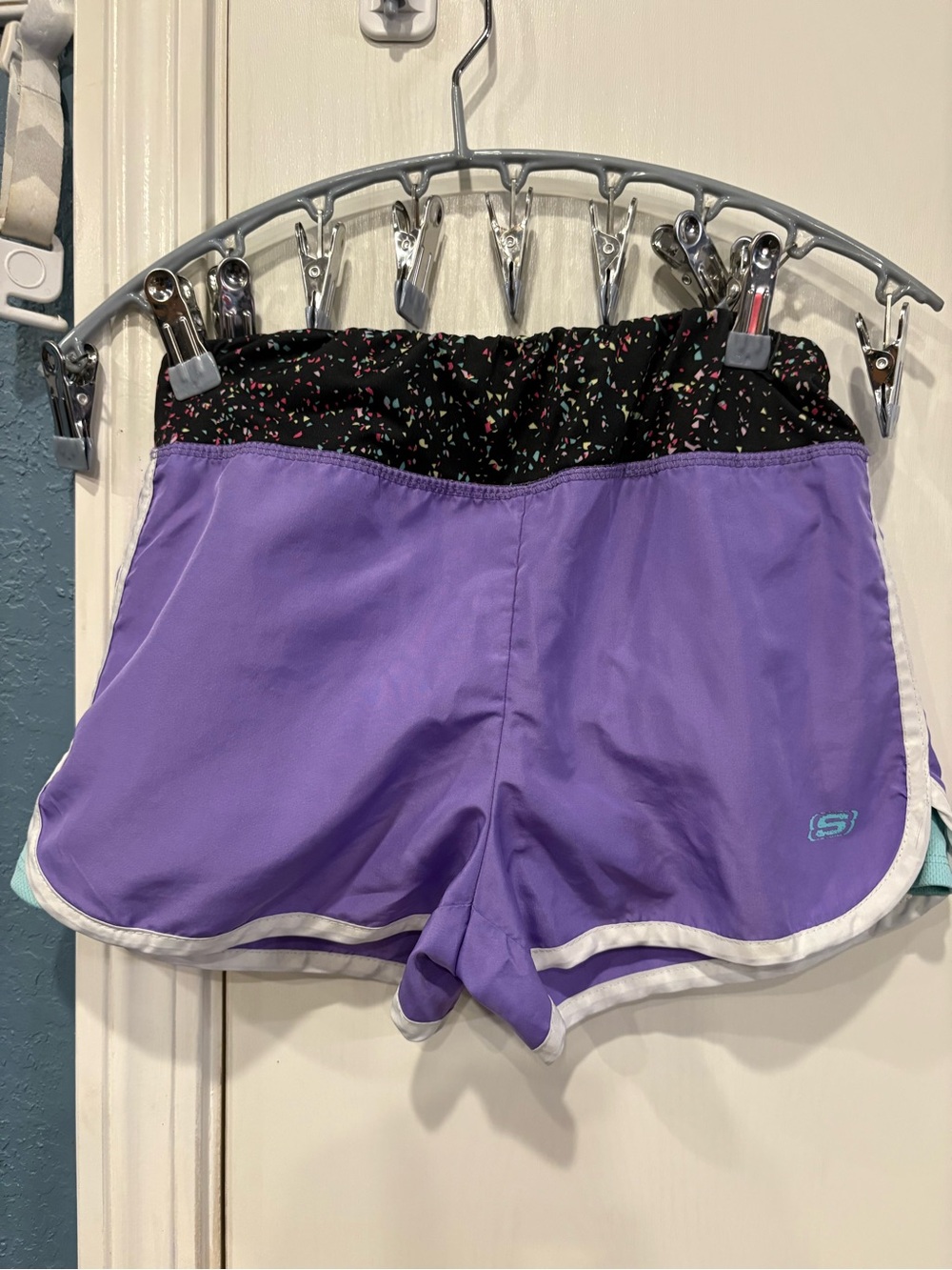 Skechers Purple Athletic Shorts with Confetti Waistband